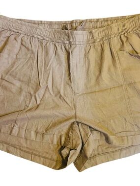Old Navy Tan Elastic-Waist Linen-Blend Shorts 3XL